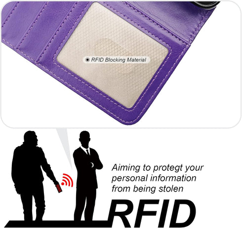 Bocasal Detachable Wallet Case for iPhone 13 Pro Max, RFID Blocking Card Slots, Premium PU Leather, Purple