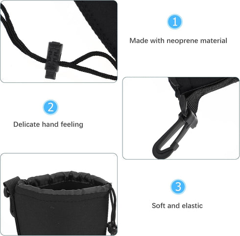 2pcs Camera Lens Bag Accessories, Drawstring Lens Case Pouch for DSLR Camera Lens, Shockproof Neoprene