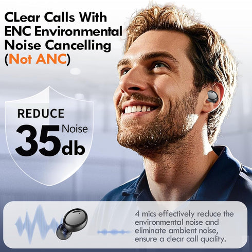 5.4 48H Lanteso True Wireless Bluetooth Earbuds, Playtime, Light Weight in Ear Headphones with Built in Mic, Premium