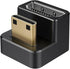 AGVEE 2 Pack Mini HDMI Male to HDMI Female Adapter, 180 Degree Angled U-Shaped 4K@60HZ Converter, Black