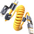 SHEZI-Style 4-in-1 Coiled USB C Cable - 45W Lightning Cable for Car with Magnetic Clips, Fast Charging for iPhone