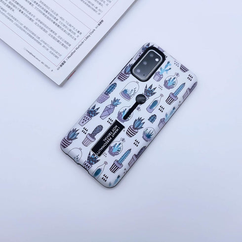Compatible Samsung Galaxy S20+ Plus Case, 3D Embossed Grey Cactus White Shell Design, Rugged Shockproof