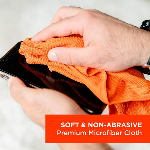 WHOOSH! Microfiber Cleaning Cloth, 3 Pack, 14”x14” Orange, Suitable for Glasses, TV, Car Screen, Laptop, iPad