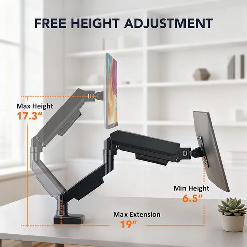 Hemudu 17-32 inch Grommet 4.4 22lbs HD09B-001 Single Monitor Mount, Gas Spring Arm for Screens Adjustable Monitor