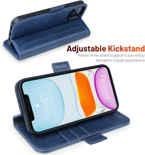 OCASE Retro Series Compatible with iPhone 12 Pro Max Case, PU Leather Flip Folio with Card Slots and Kickstand