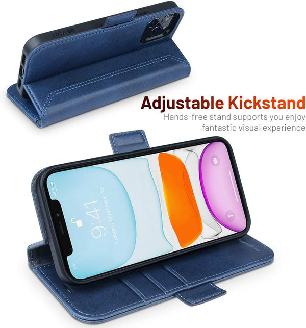 OCASE Retro Series Compatible with iPhone 12 Pro Max Case, PU Leather Flip Folio with Card Slots and Kickstand