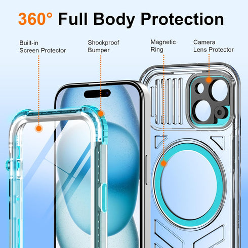 WIFORT Waterproof Case for iPhone 15, 360 Full Body Shockproof Protection, IP68 Underwater, Translucent Matte Cover