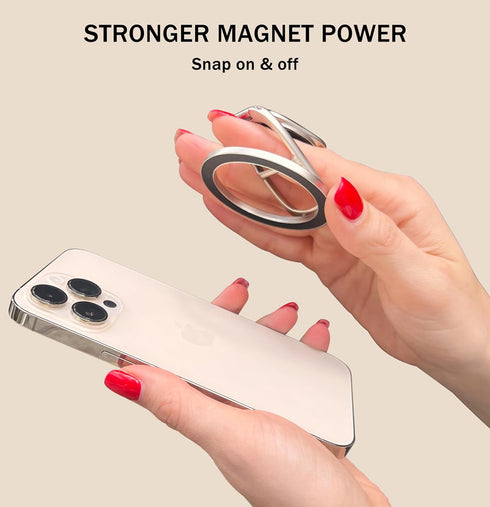 Allengel for MagSafe Ring Holder, Double Magnetic Adjustable Phone Stand Finger Ring Grip Kickstand for iPhone