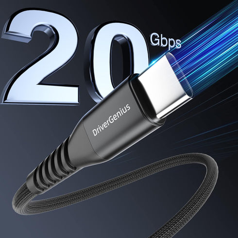 DriverGenius 20Gbps USB-C to C Video Converter Adapter, PD3.0 100W Charging Cable, Compatible with Windows 11, macOS 14
