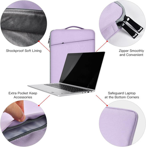 13 Inch Laptop Sleeve Case for MacBook Air/Pro, 13-13.3 inch Notebook Carrying Bag with Handle Pocket, Purple