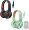 SIMOLIO 2 Pack Foldable Headphones - Wired Over Ear Cord Headset with Microphone, Volume Limited & Adjustable Headband