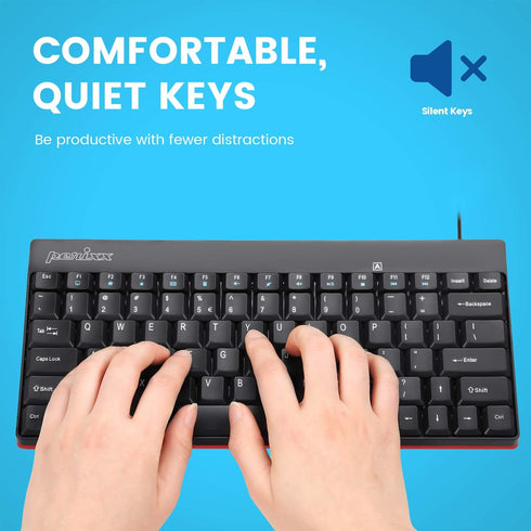 Perixx PERIBOARD-422 Wired USB-C Mini Keyboard, Black, US English Layout, USB Type C Connector
