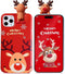 Christmas iPhone 15 Pro Max Case (Red) - Merry Christmas 3D Cute Snowman Santa/Elk Antlers Soft Silicone TPU