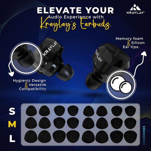 Wireless Earbuds, Bluetooth 5.3 with 40H Playtime, IPX7 Waterproof, Memory Foam Tips - Black