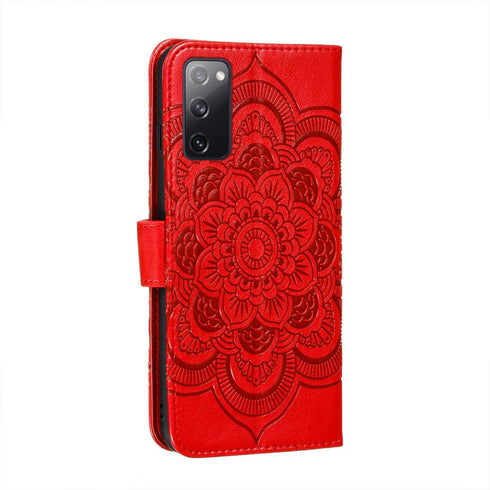 Galaxy S20 FE 5G Case, Flip Premium Wallet Phone Case, PU Leather Mandala Embossed Shockproof Cover with Kickstand