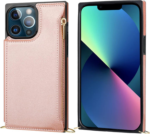Bocasal Crossbody Wallet Case for iPhone 13 Pro Max, RFID Blocking Card Slot Holder, Magnetic Flip Folio Purse