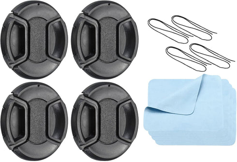PATIKIL Camera Lens Cap, 4 Pack Center Pinch Front Cover with Cap String for 58mm Thread Lenses