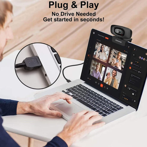 Estranst 2K 1pc Quad HD Webcam with Privacy Cover & Noise-Canceling Microphone, Video Web Streaming Camera for PC