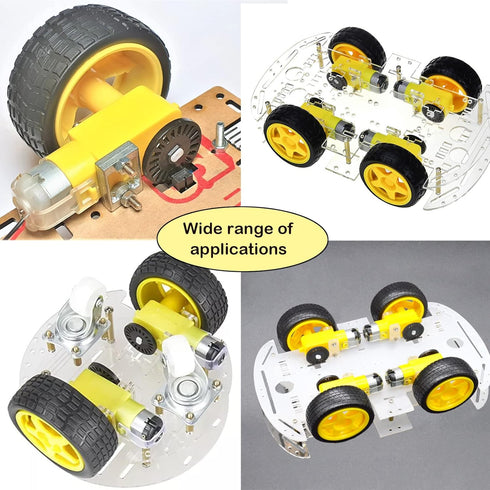 4PCS 200RPM 4PCS 1:48 3-6V (2Pin DC Gearbox Motor TT Motor with Leads + Tire Wheel Anti-interferen DC for Arduino Smart