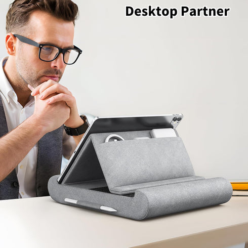 CreaDream 4-13" 11, 13, Tablet Pillow Stand, Foldable Tablet Holder for Lap, Bed and Desk, Soft Pillow Pad with Pocket