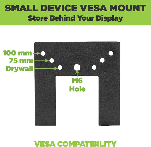 HIDEit Mounts Uni-S VESA Mount, Adjustable Black Steel Wall Mount for Cable Box, DVD Player, Streaming Device