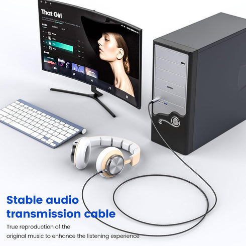 MOSWAG USB to 3.5mm Adapter, USB Male to 3.5mm Male AUX Stereo Audio Converter, Nylon Braided Cable