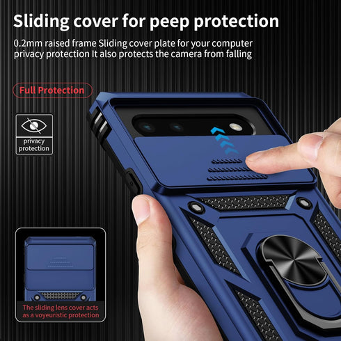Weycolor for Google Pixel 6 Case with Camera Lens Cover, HD Screen Protector, 10 FT Military Grade Drop Protection