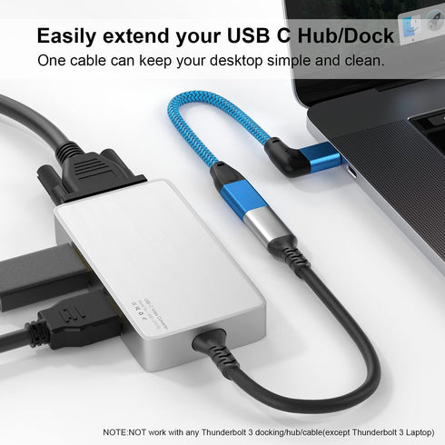 UseBean Right Angle USB C Extension Cable 0.6FT - 90 Degree USB-C 3.2 Gen 2 Male to Female Type C for iPhone 15