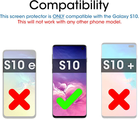 amFilm Ultra Screen Protector for Galaxy S10, UV Gel Application, Tempered Glass, 2 Pack