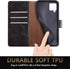 SUANPOT Samsung Galaxy A42 5G Wallet Case, RFID Blocking Leather Flip Folio, Shockproof Cover for Men Women (Black)