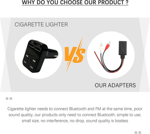 Wireless Bluetooth Receiver for Car with RCA Audio Cable, AUX Bluetooth Car Adapter for Stable Audio Playback
