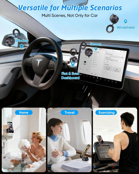 WixGear 360 Magnetic Car Mount for MagSafe, Phone Holder for Car Dashboard & Windshield, Suction Cup Mount, Adjustable