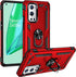 Military Grade Shockproof Case for Oneplus 9 Pro, 360 Metal Rotating Ring Kickstand Holder, Heavy Duty Red