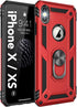 Korecase Dual Layer Case for iPhone X, iPhone Xs, Military Armor Protection with 360 Degree Swivel Ring Kickstand, Red