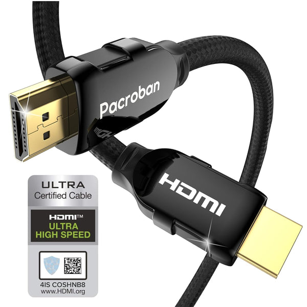 Pacroban eARC HDMI Cable 10FT – Premium Certified Ultra High Speed HDMI 2.1 Cord for Soundbars, 48Gbps