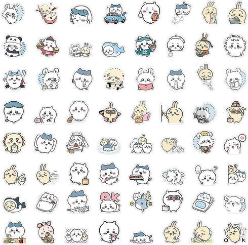 60pcs Kawaii Chiikawa Stickers for Kids Travel Case, Cute Japanese Cartoon Vinyl Stickers for Teens