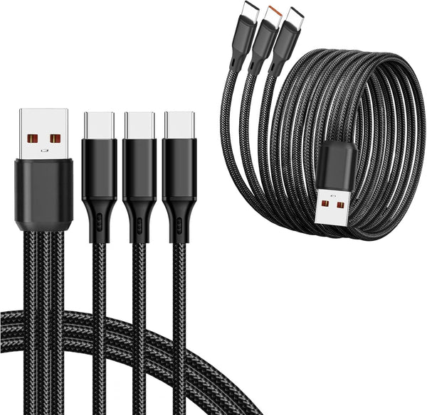 UCEC 2-Pack USB C Multi Charging Cable, 3 in 1 Braided Nylon USB C Splitter Charging Cable for Samsung Galaxy, Pixel, LG