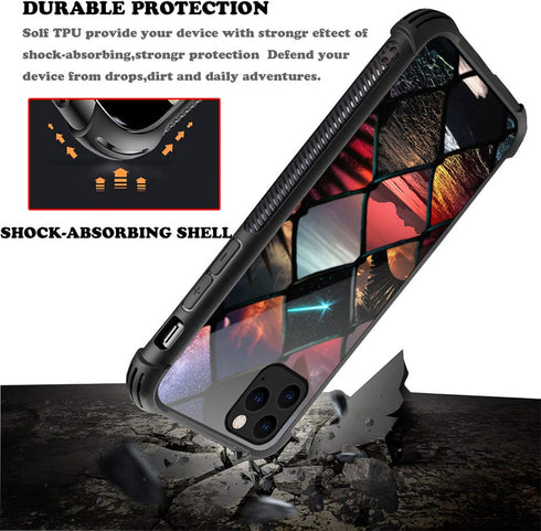 iPhone 12/12 Pro Case - Grid Sunset Pattern, Shockproof Anti-Scratch, Plexiglass, 6.1 inch, Perfect for Boys & Men.