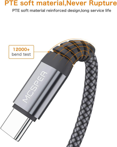Short USB C Cable(0.5ft 2-Pack),USB Type C Charger Nylon Braided Fast Charging Cord Compatible iPhone 15 15 Pro/15 Pro Max Samsung Galaxy S10+ S9 S8 Plus,Note 9 8,LG G6 G7 V35,Pixel 2 XL