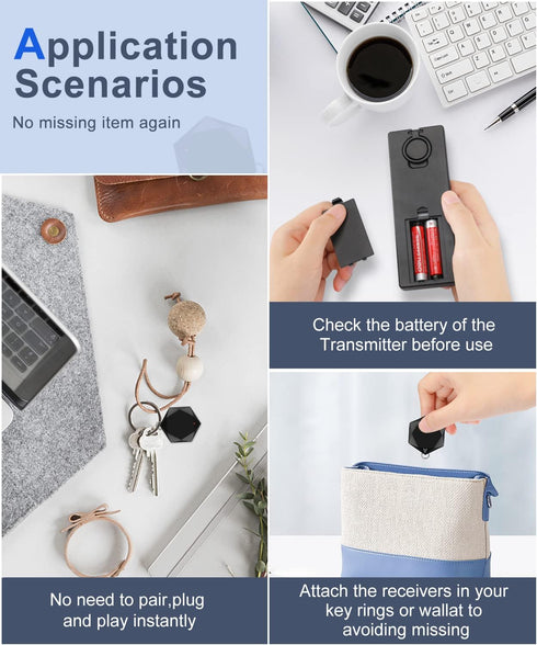 Key Finder Locator, ELECPOW Remote Control Item Tracker with 85DB Loud Beeping Sound, 164ft Range, 2 Transmitter & 4
