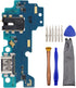 USB Charging Port Replacement Assembly for Samsung Galaxy A32 SM-A325F with Microphone Headphone Jack and Tool Kit