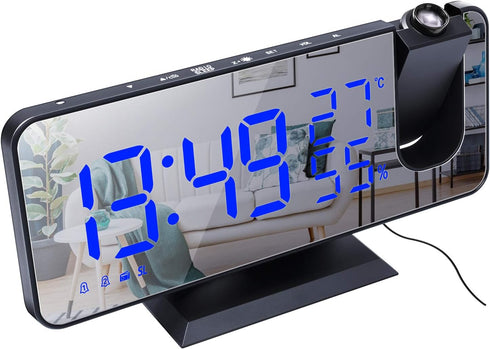 ThreeH Projection Alarm Clock Radio Digital Alarm Clock 4 Dimmer & 180