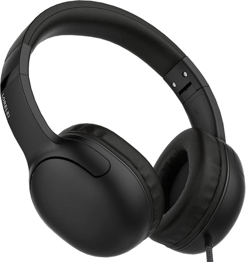 LORELEI E5 Wired Headphones for Kids - Foldable, Tangle-Free Nylon Wire, 3.5mm Jack, Stereo On-Ear (Space Black)