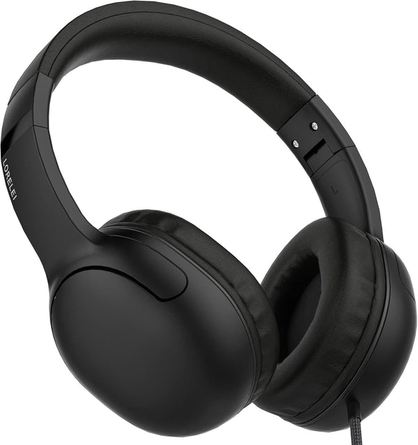 LORELEI E5 Wired Headphones for Kids - Foldable, Tangle-Free Nylon Wire, 3.5mm Jack, Stereo On-Ear (Space Black)