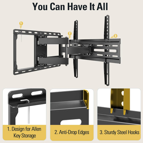 Mounting Dream TV Wall Mount for 32-65 Inch TV, Full Motion with Swivel and Tilt, Articulating Dual Arms, Max VESA