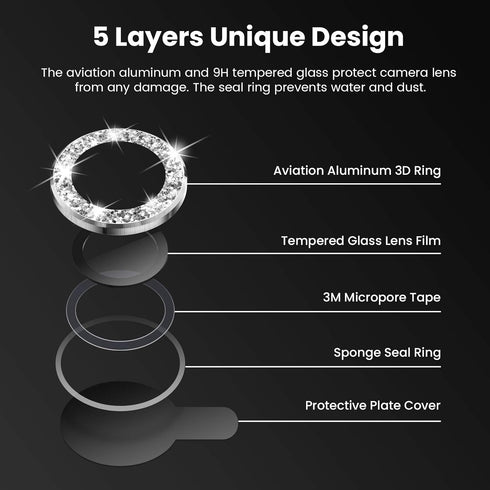 Tensea 9H Tempered Glass Camera Lens Protector for iPhone 12 Pro Max (6.7", 2020) - Glitter Cover Screen Protector