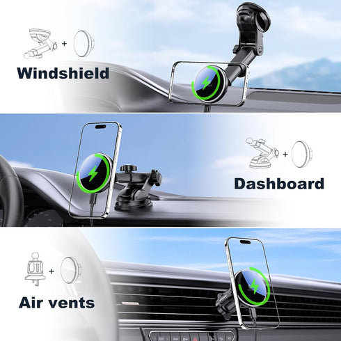 MOKPR 17 16 15 14 13 12 Only for iPhone Magsafe Car Mount Charger, Magnetic Phone Holder for Your Car Charger Dash