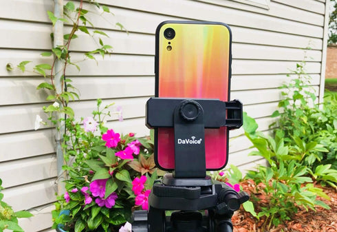 DaVoice 360 Tripod Phone Mount Adapter, Rotating Holder, Compatible with iPhone Smartphone Camera Stand, Universal Cell