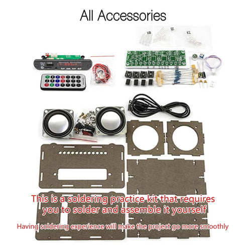 EIELE Multi-Function Speaker AUX TF Playback Kit, Voice-Activated Level Indicator, Dual Channel Speaker, Black Case