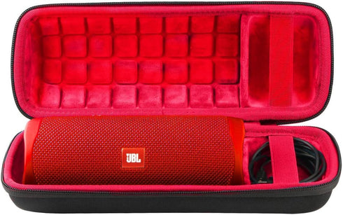 co2CREA Hard Travel Case for JBL Flip 6/FLIP 5, Waterproof Portable Bluetooth Speaker Case (Black + Inside Red)